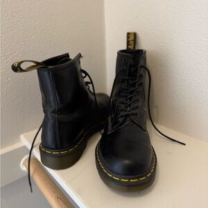 Black Leather Dr. Martens Lace-Up Boots